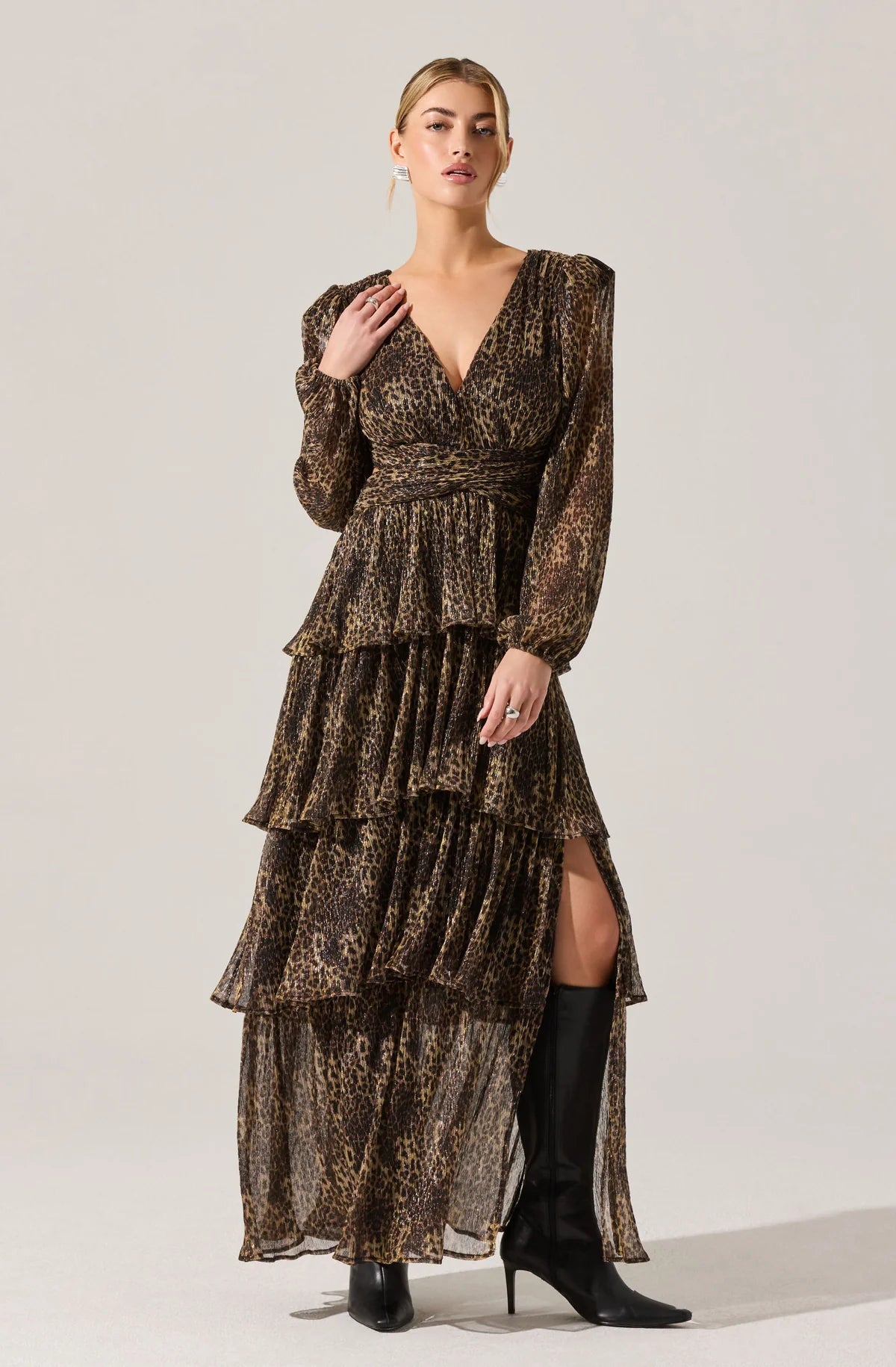 Anora Floral Tiered Maxi Dress LEOPARD-ASTR