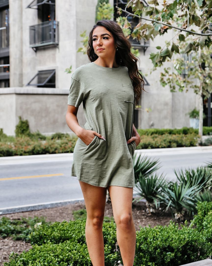 t shirt dress olive green