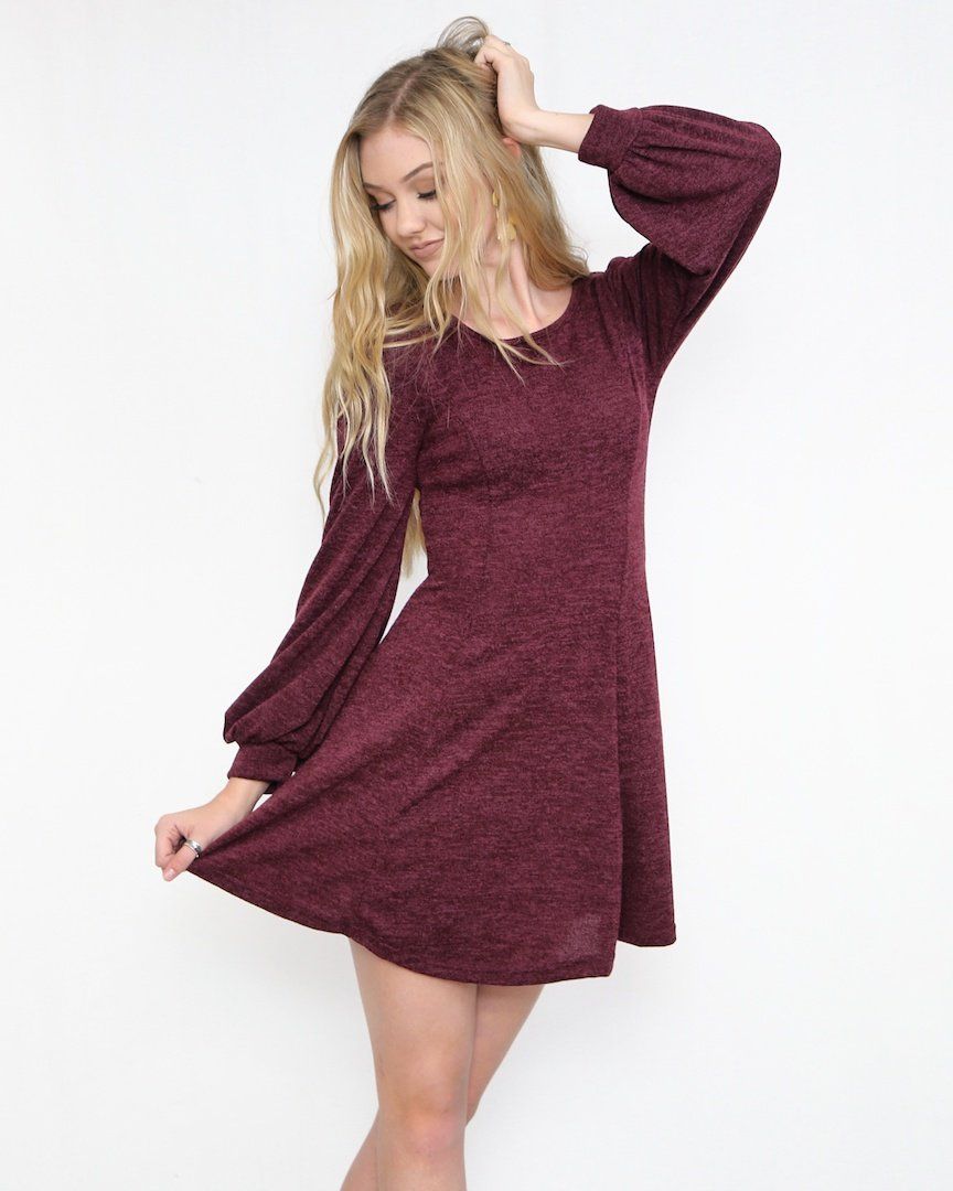 burgundy knit dress