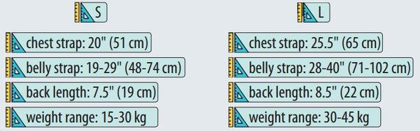 K-9 Patrol Tactical Harness Size Chart