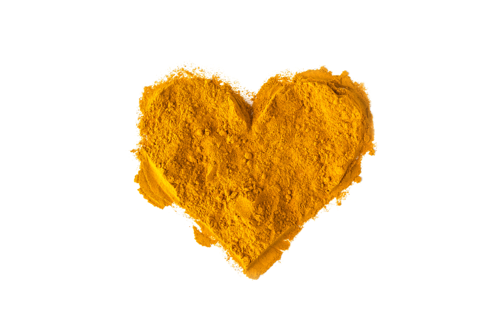 Turmeric powder shaped as a heart