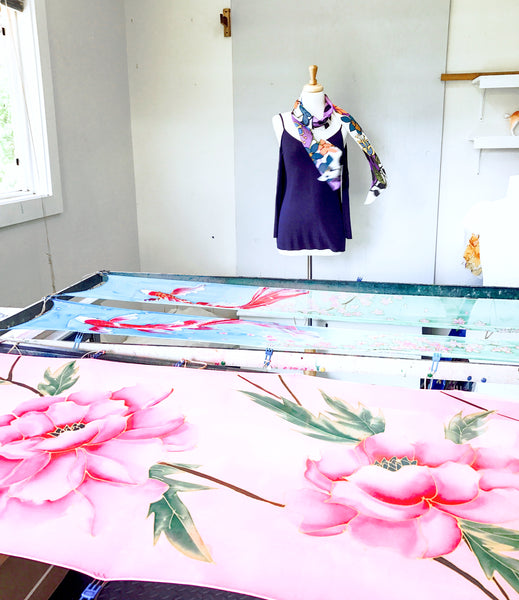 Silk Takuyo Studio with Pink Peony Silk Shawl