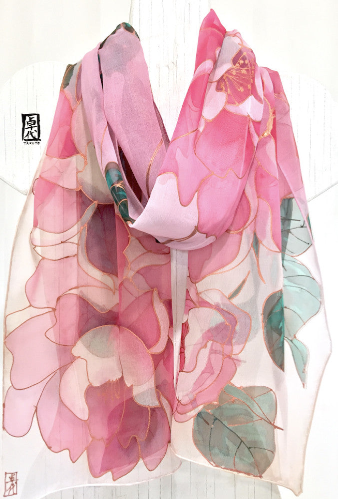 Large Silk Chiffon Scarf, Pink and 