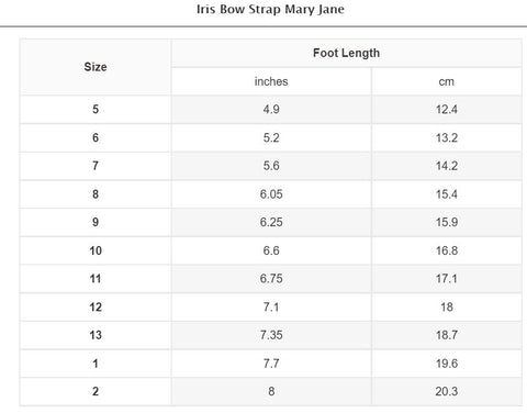 L'Amour Shoes Size Guide  BlackBear Children's Boutique