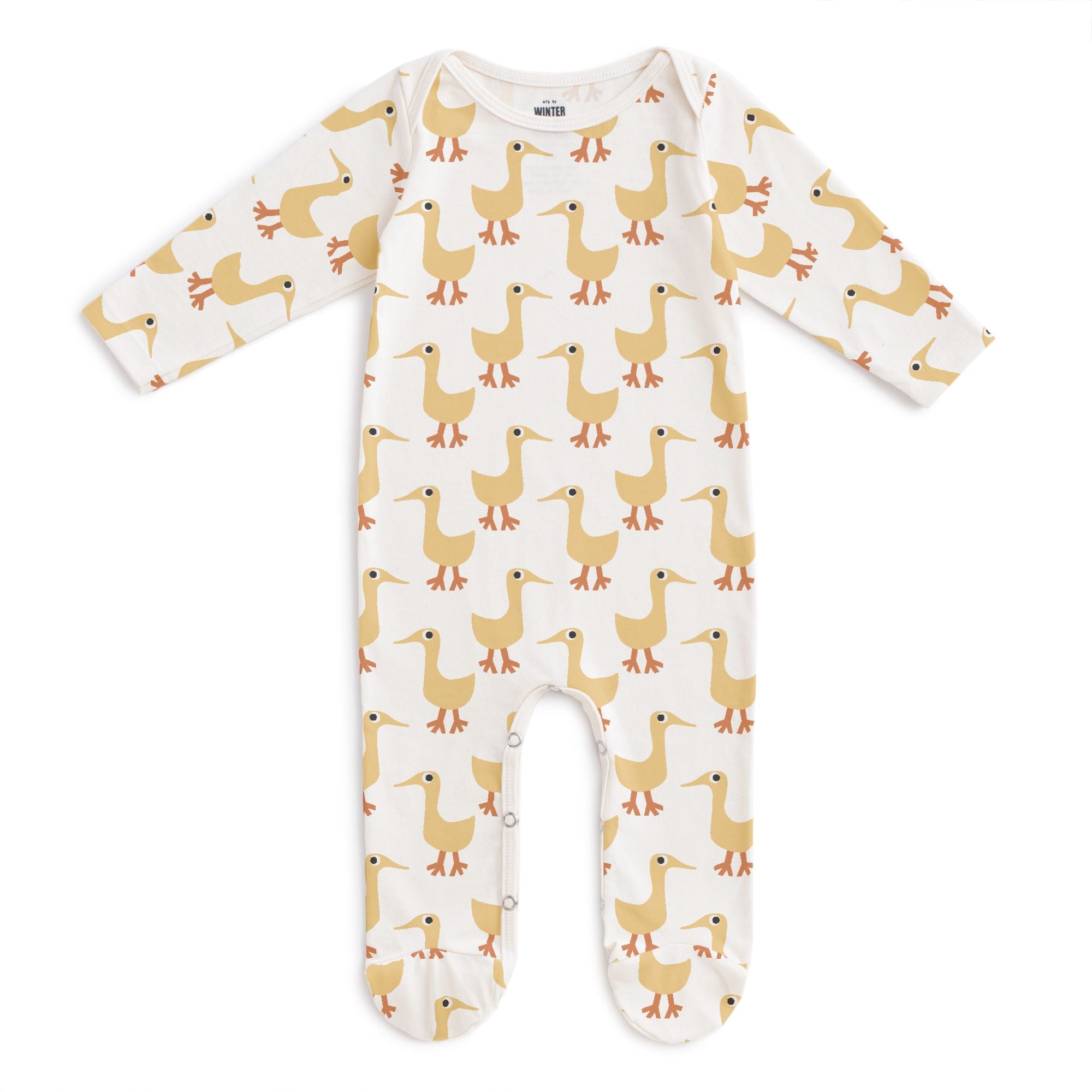 Footed Romper, Ducks Yellow