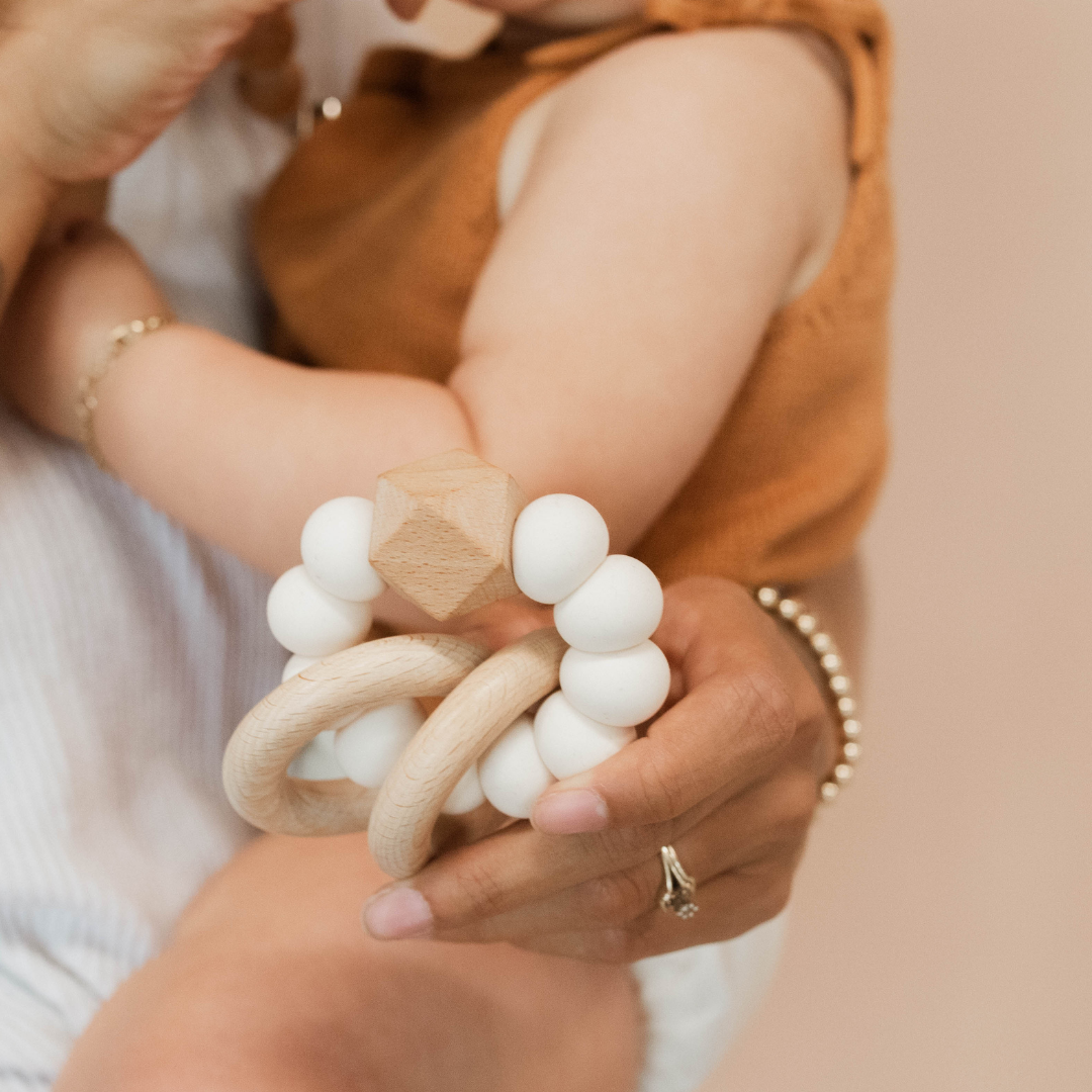 Sawyer XL Teething Rattle, Ivory