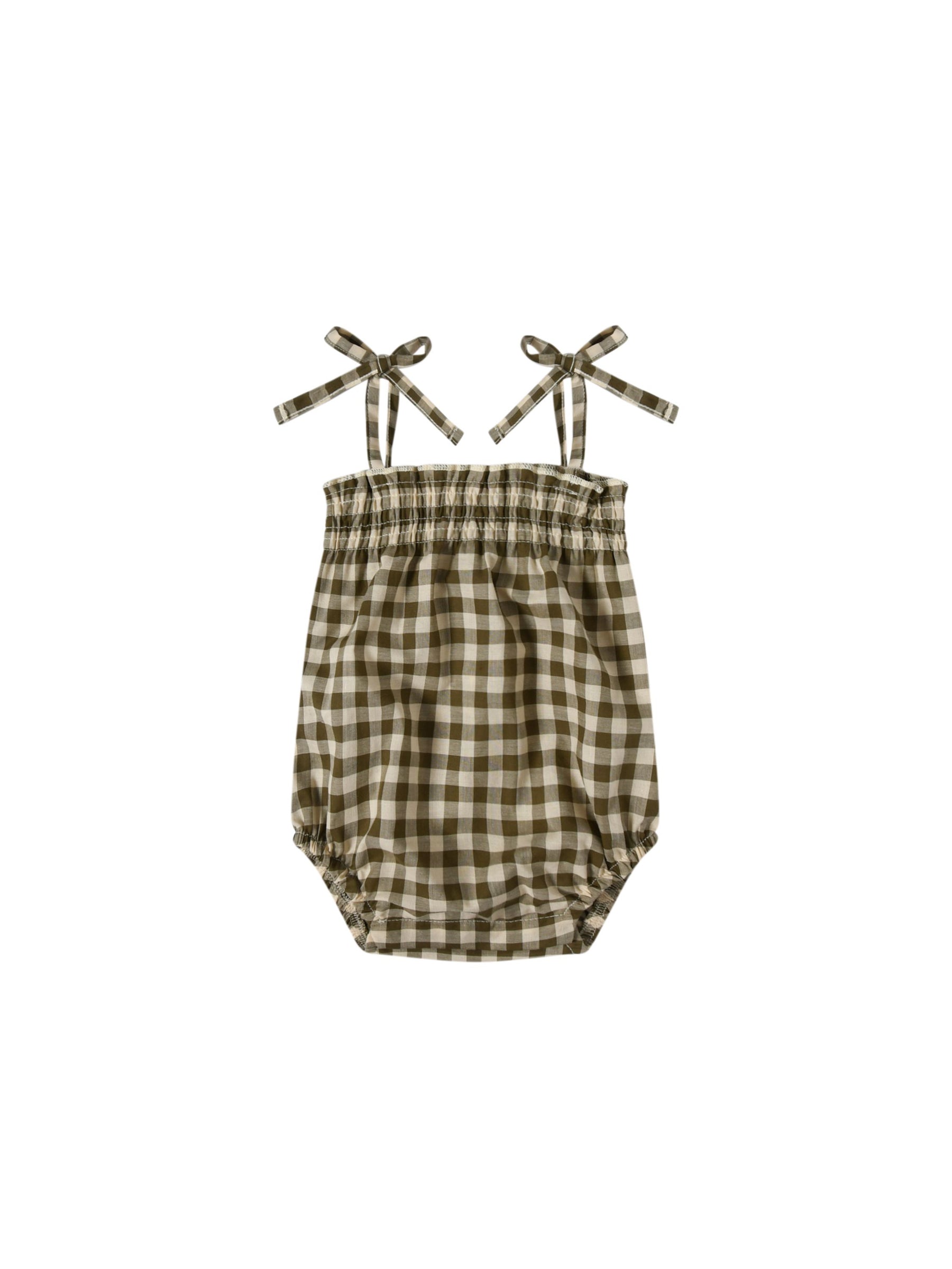 正規逆輸入品】 Olive Gingham Spaghetti Bodysuit ロンパース