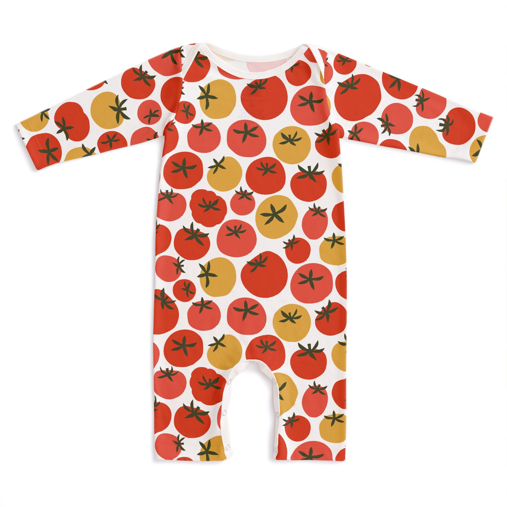 Long-Sleeve Romper Tomatoes, Red & Yellow
