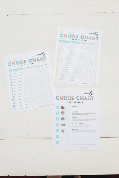 Free chore chart for kids and teens, home organization