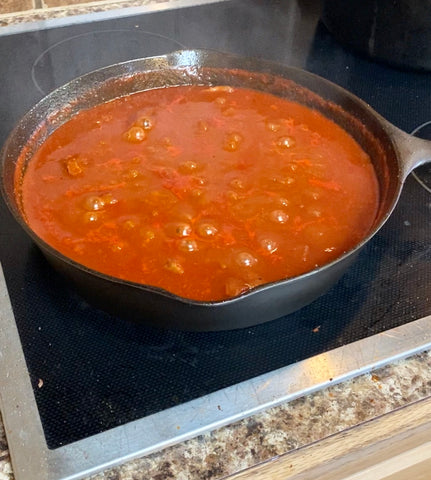 simmering Texas style ostrich chili