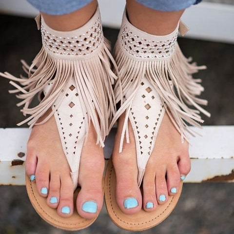 2018 Summer Tassels Flat Sandals