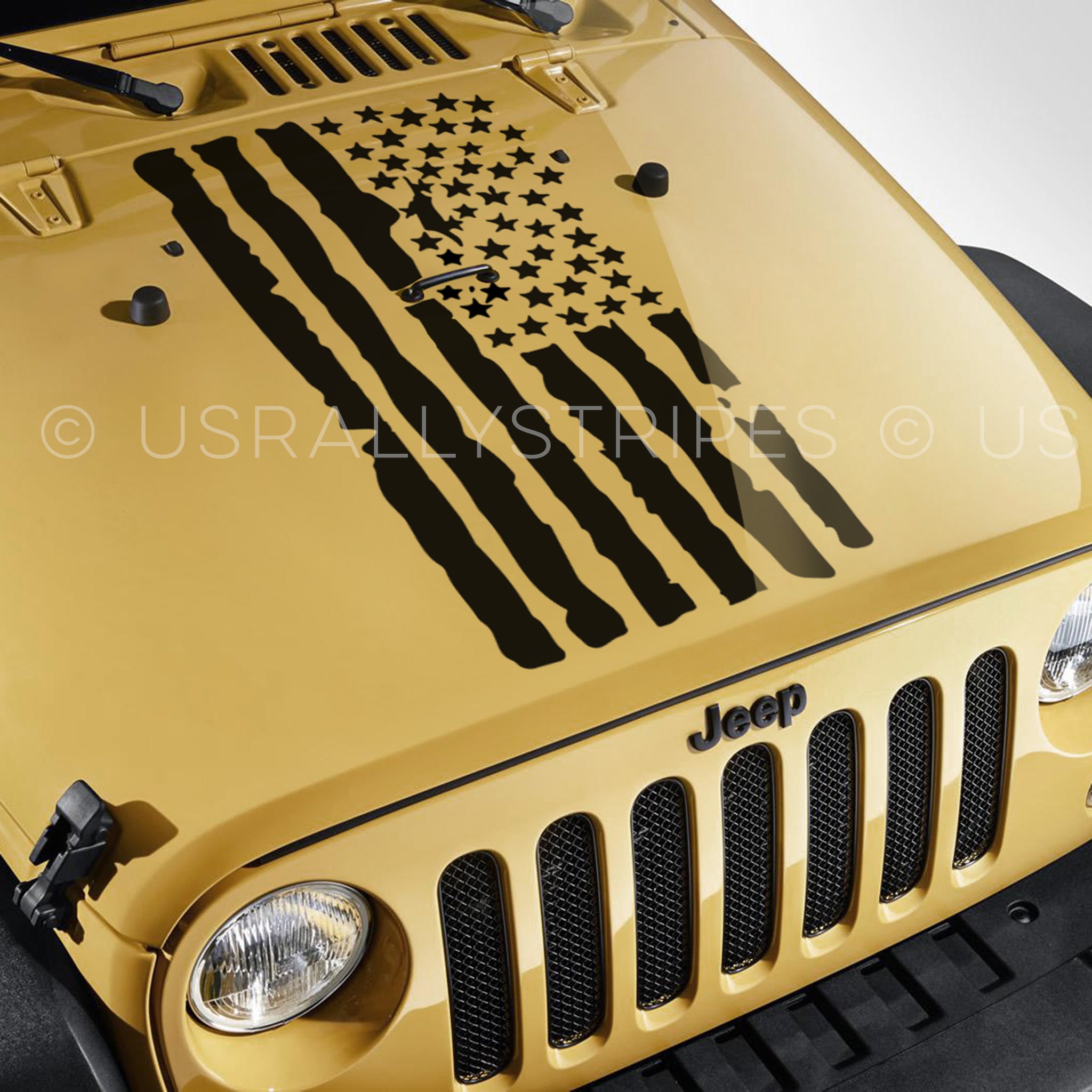 USA distressed flag pre-cut decal for Jeep Wrangler hood – US Rallystripes