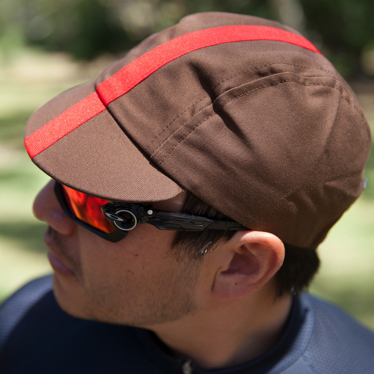 red cycling cap