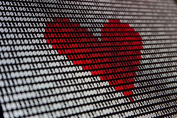 Binary Code that makes a heart