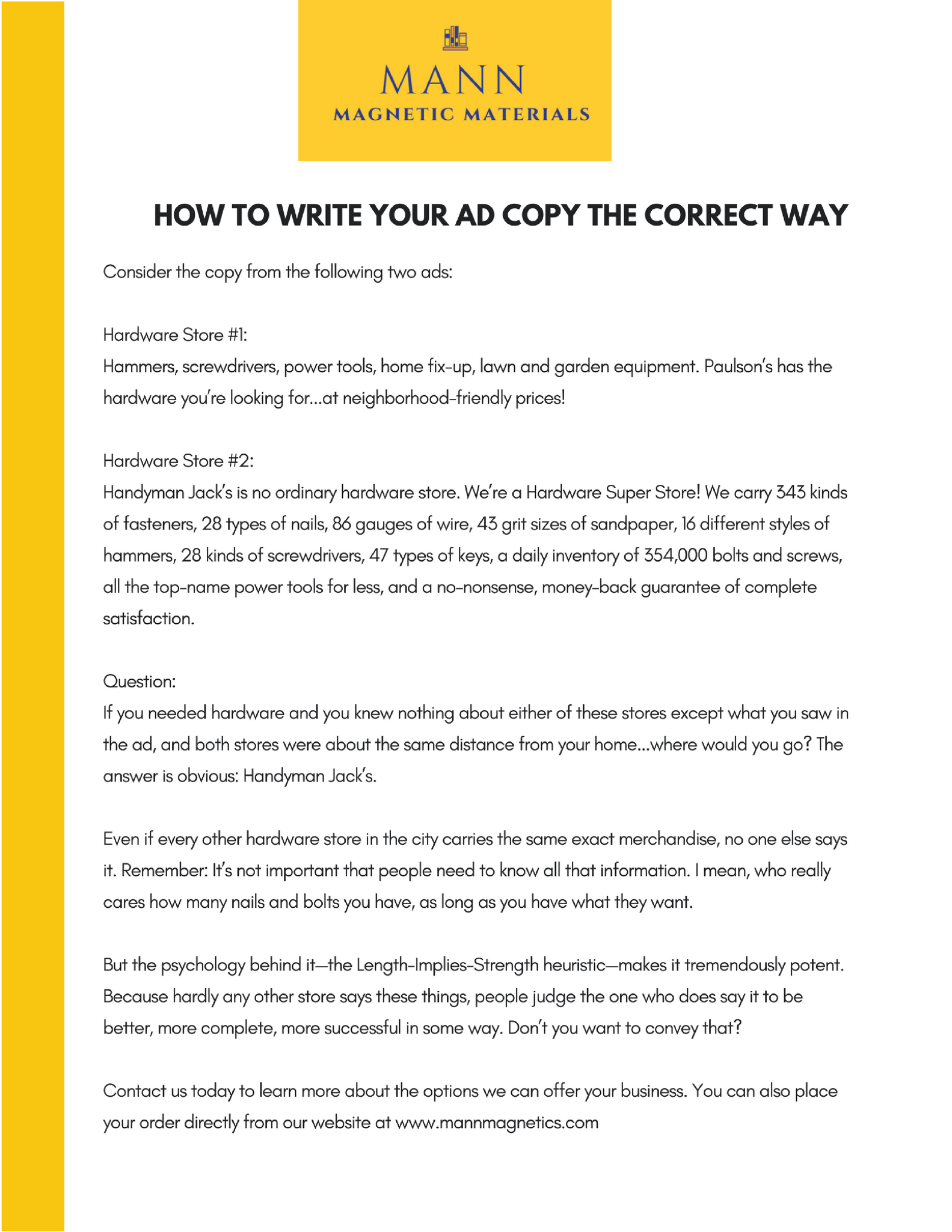How To Write Your Ad Copy The Correct Way - Mann Magnetic Materials