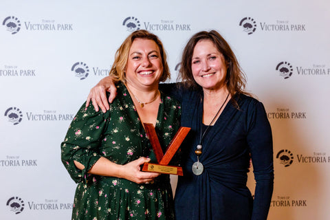 Bec and Jo with Award at Vic Park Business Awards