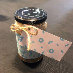 Gift in a re-purposed jar with twine ribbon