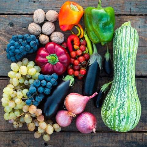 Selection of homegrown vegetables