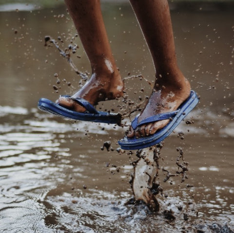 Puddle jumping with thongs