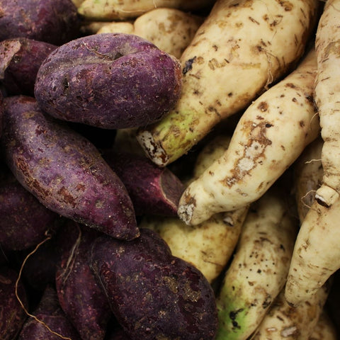 Purple and white sweet potatoes