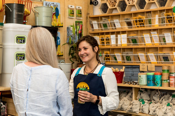 Jo talking to a customer in the store