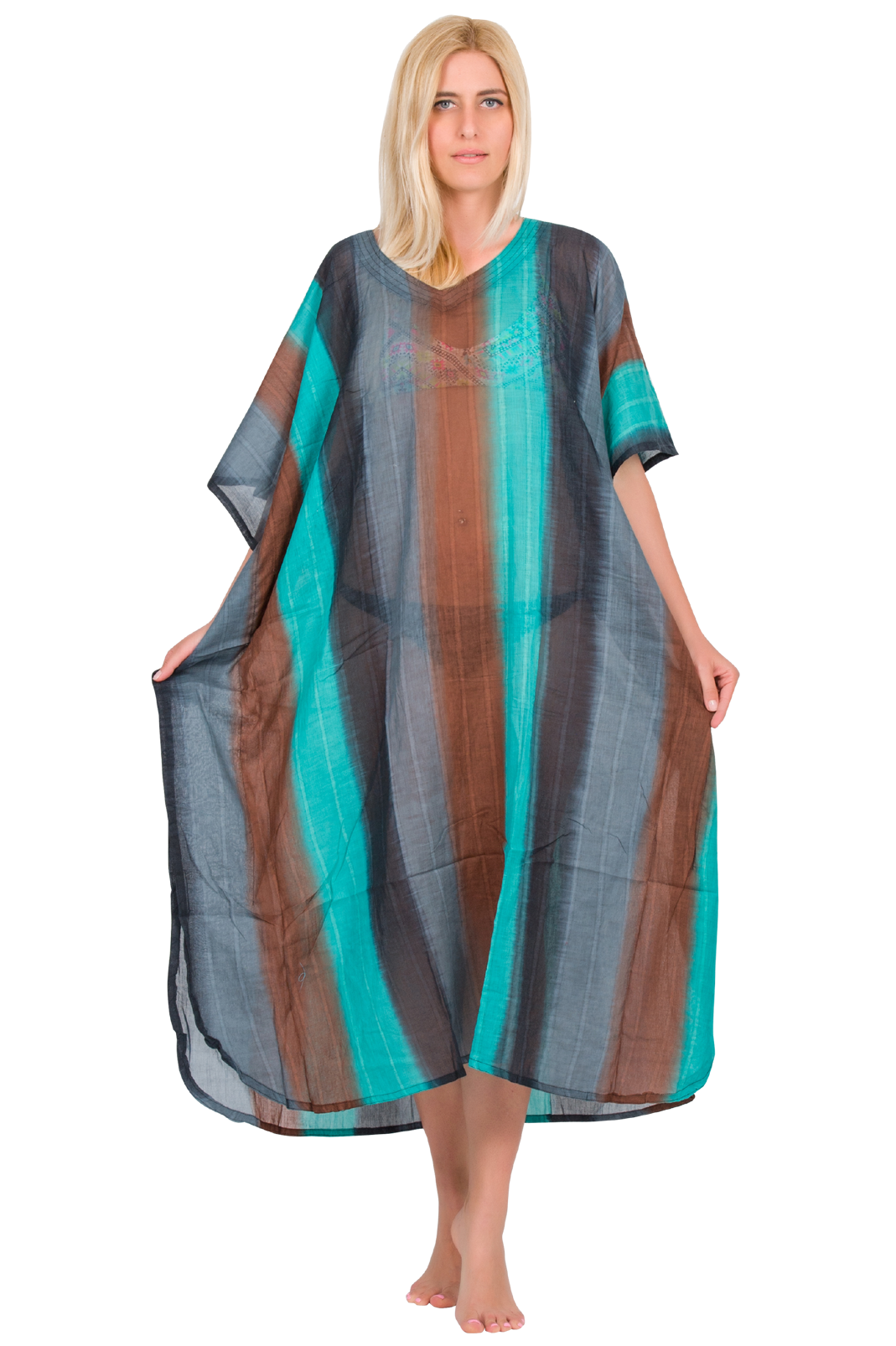 Cotton Long Kaftan (Sheer) – Rima Beach World Official Online Store