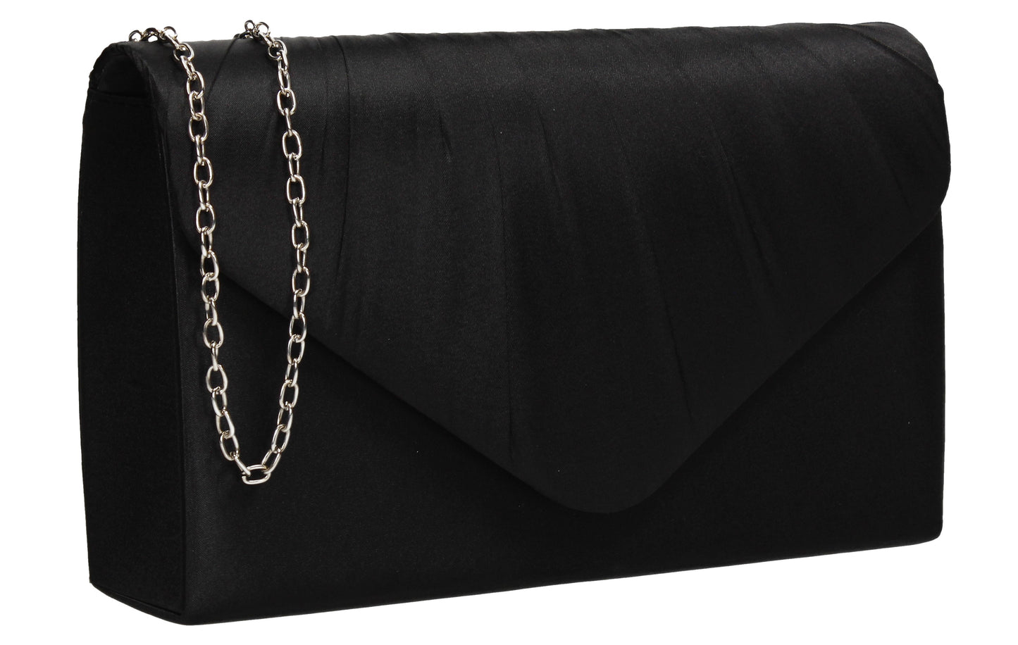 Chantel Beautiful Satin Envelope Clutch Bag Black