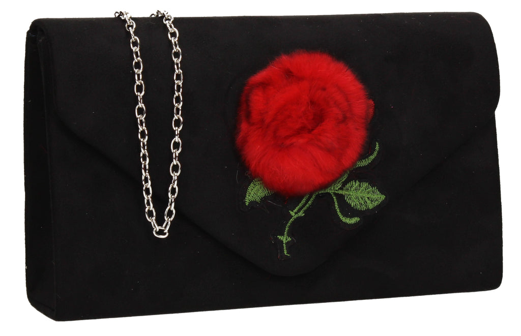 black and red clutch bag