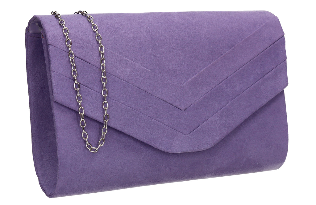 lilac suede clutch bag