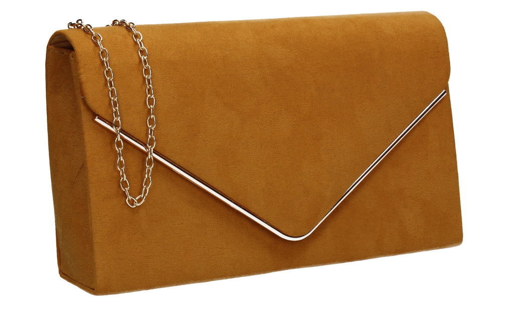 mustard yellow suede clutch bag