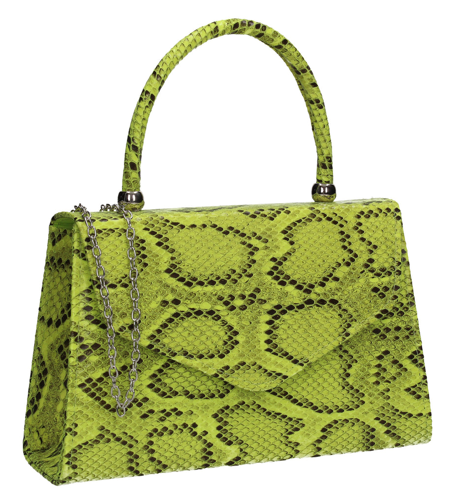 neon yellow snakeskin bag