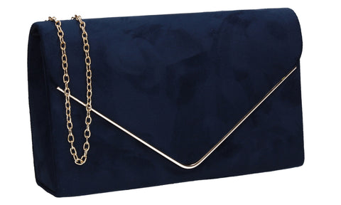 small navy suede clutch bag