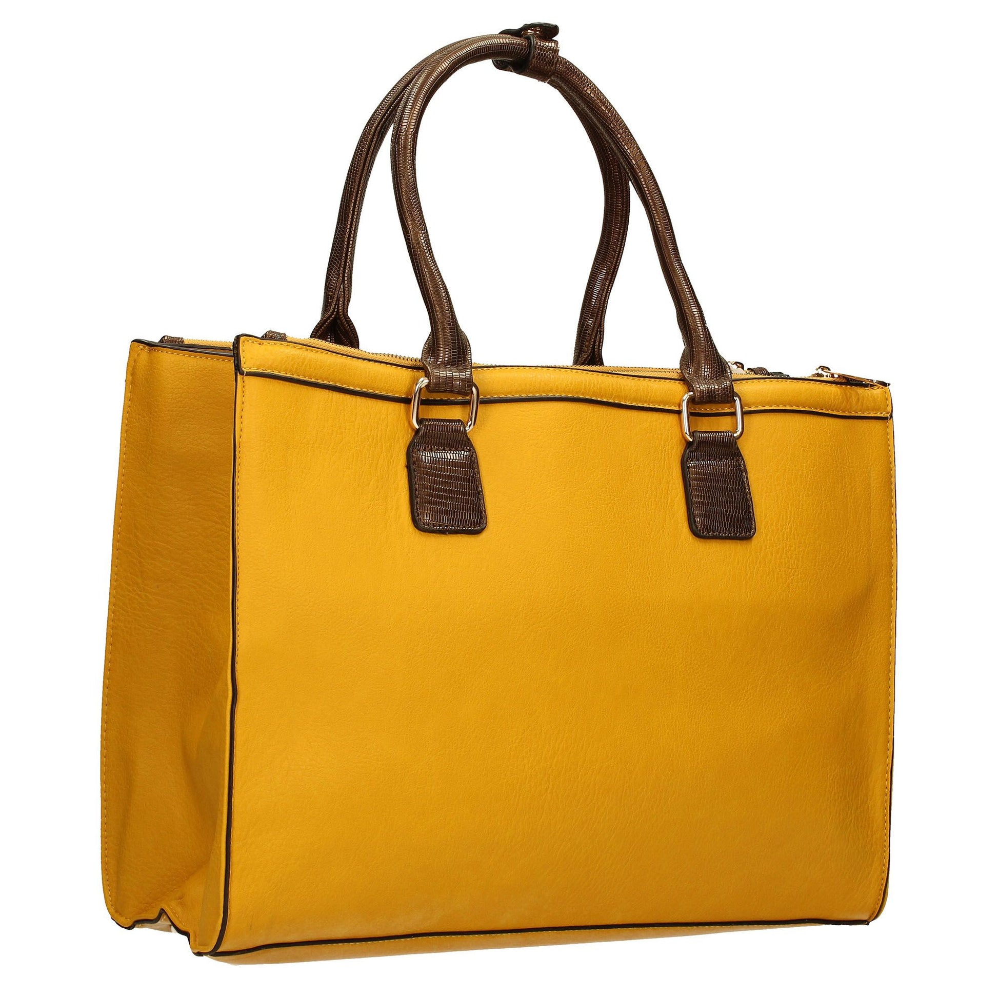 Bonn Cosmo Handbag Mustard & Brown | Handbags | SWANKYSWANS