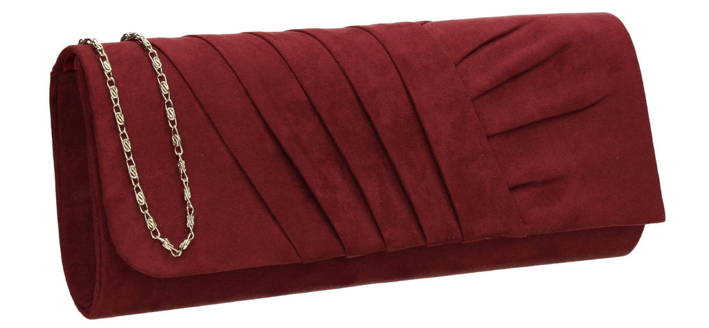 burgundy suede clutch bag