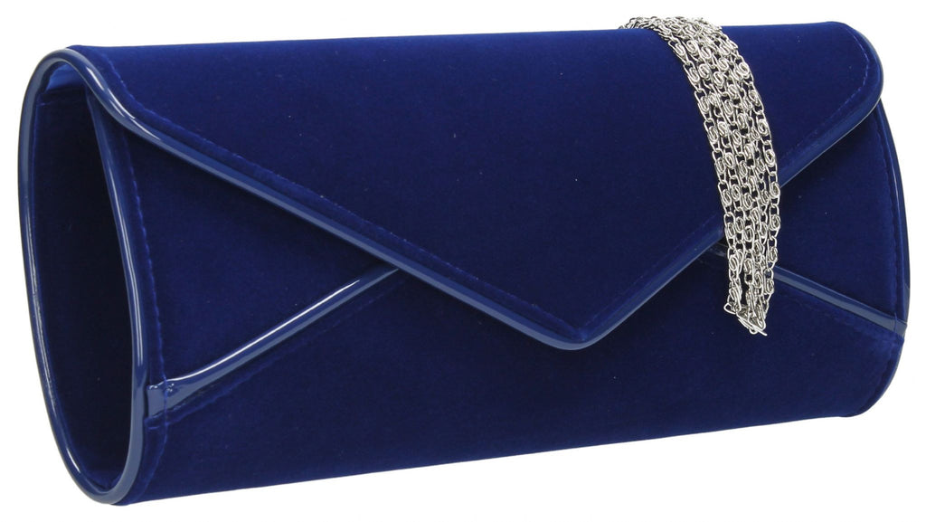 blue velvet clutch bag