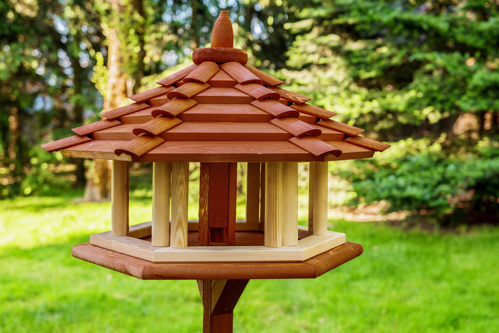 hanging wooden bird table dark – krakwood - quality