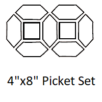 4" x 8" Picket Set Line Drawing