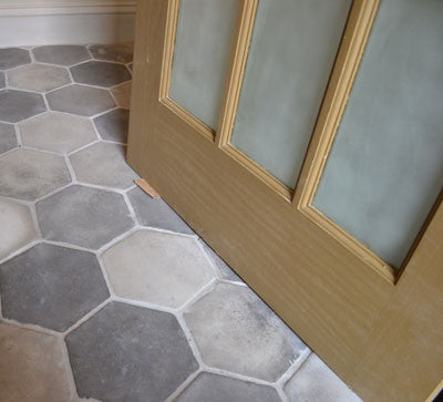 Hexagon Cement Tiles used in the Men's Restroom