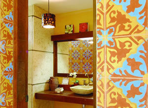 Alcala Cement Tile on Bath Wall