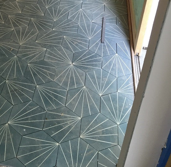 Hexagonal Cement Tile in Bakery or Starburst pattern