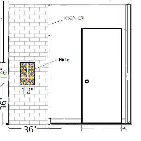 Los Angeles Shower Elevation Showing Niche