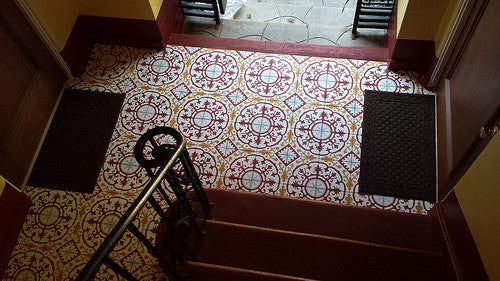 Cement Tile Pattern in Warm Colors