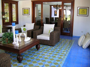 Contemporary Cement Tile Pattern Creates Mediterranean Feel