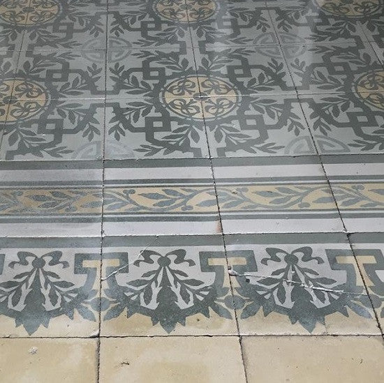 Cuban tile patterns often make use of double borders like the unusual one shown here