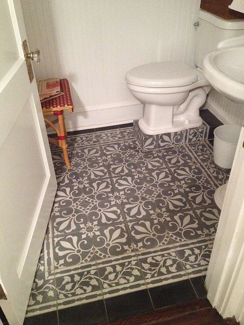 Cuban cement tile rug pattern in two shades of grey