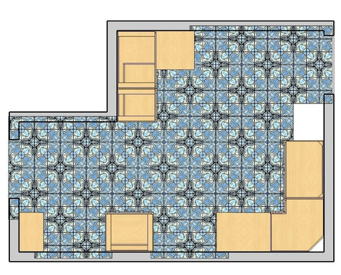 A Layout Plan Created by Avente Tile for a Residential Kitchen (CH110-2B Pattern)