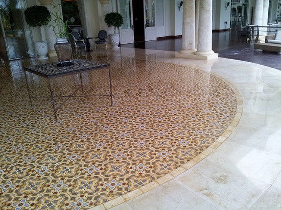 Decorative cement tile floor