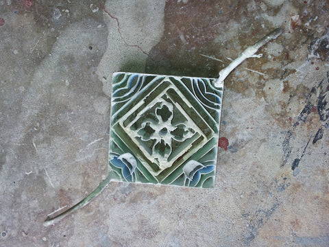 Pigmented Cement is Poured into Different Sections of a Mold to Create the Tile's Pattern