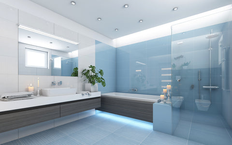 Large Format Tile Provide Contemporary Look for this Bath