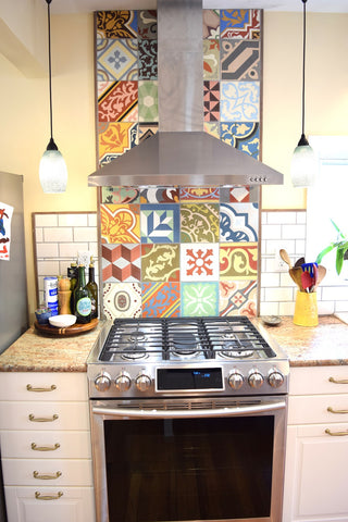 Traditional and Cuban Patterns were used in this Residential Backsplash